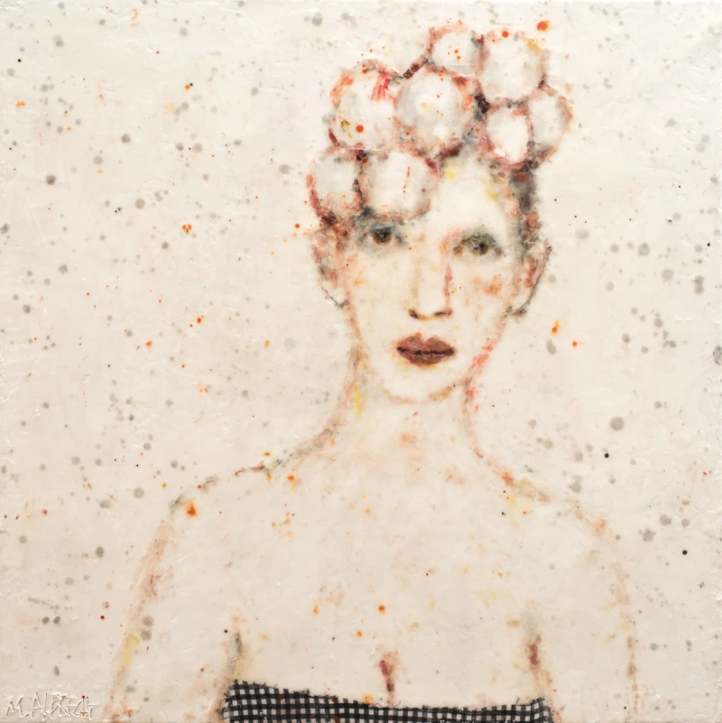 Frauen mit komischen Mützen X, 80 x 80 cm, 2017, Privatbesitz