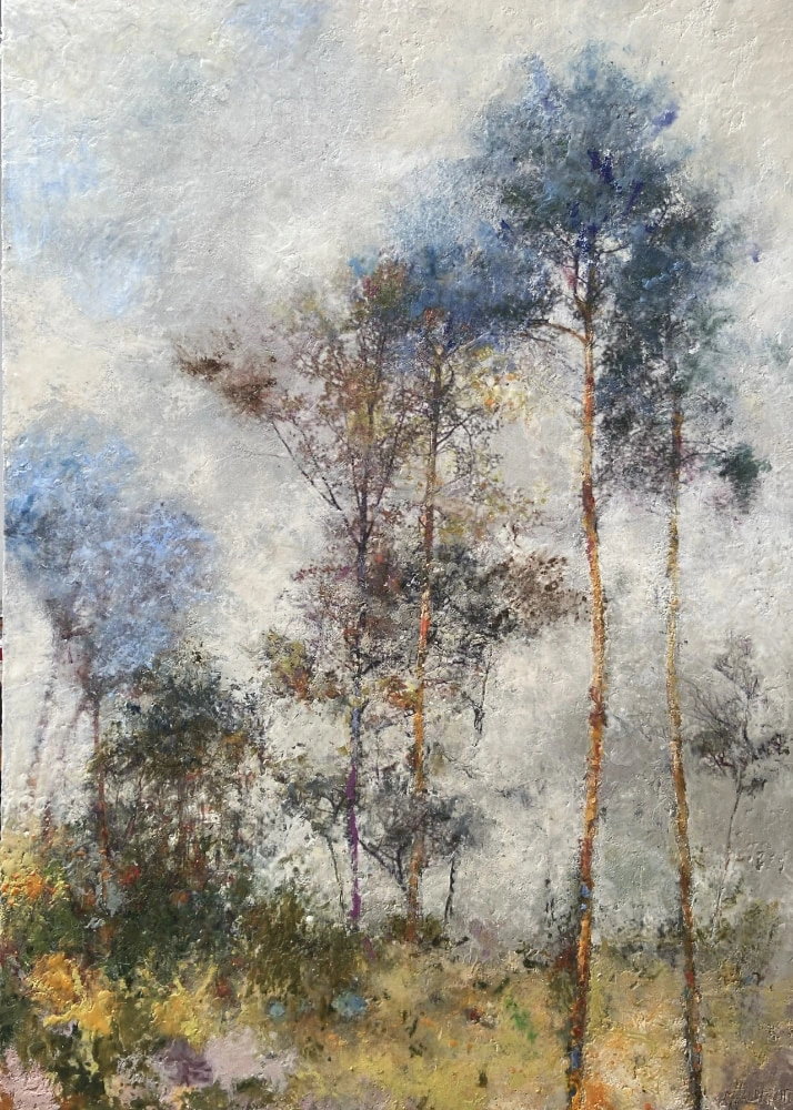 Ein Grünspecht singt im Nieselregen, 140 x 100 cm, 2025, Privatbesitz
